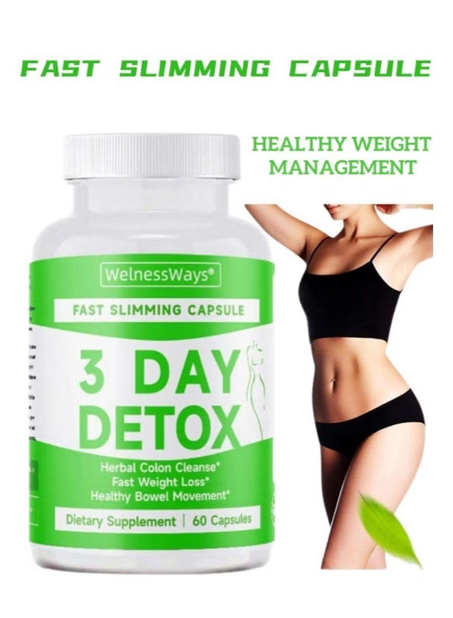 طريقة الرعاية 2 عبوة من كبسولات الديتوكس السريعة المفعول والفعالة في فقدان الوزن لمدة 3 أيام | منظف القولون العشبي + حارق الدهون السريع | 60*2 كبسولات مكمل غذائي - Image 2